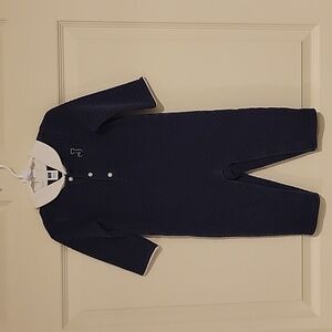 Janie and Jack Quilted Navy One Piece with White Collar